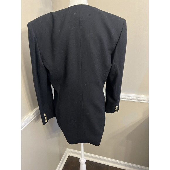 Vintage Oleg Cassini Blazer 100% Wool Black Gold Buttons Size 10 - Picture 2 of 12